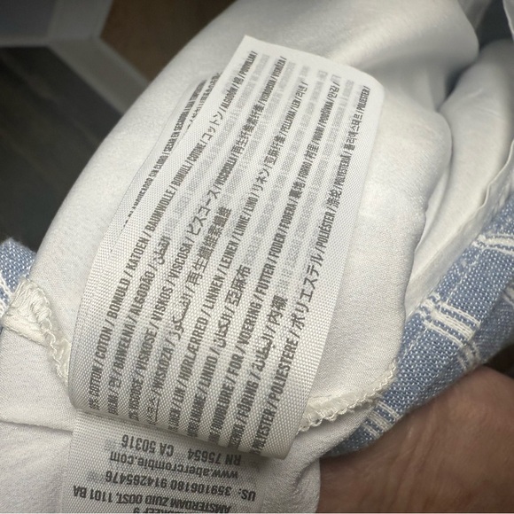 Hollister Blue White Striped Baby Doll Sundress Y2K Halter Mini Smocked Medium - Picture 8 of 9